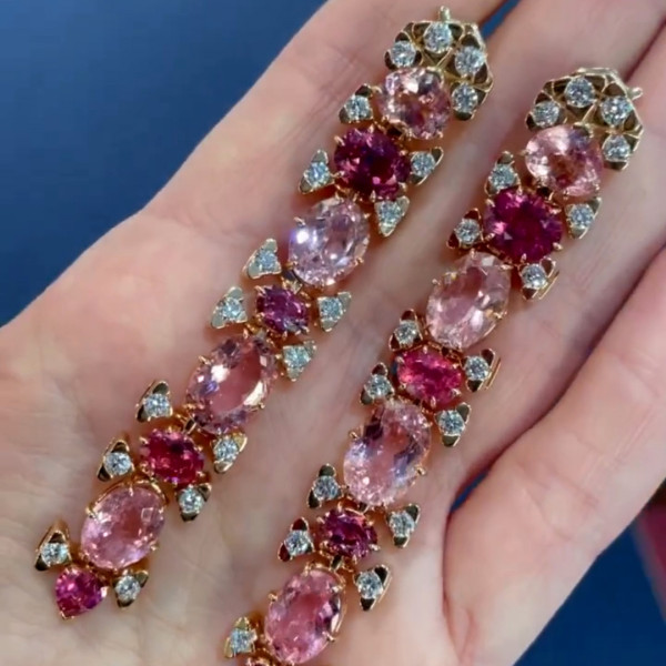 24ctw Pink and Fuchsia Sapphire Statement Earrings