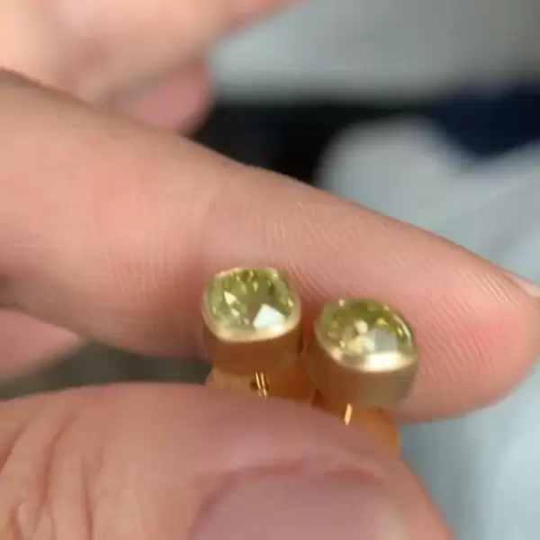 3.0 ct Cushion Cut Bezel Setting In Yellow Gold Earrings