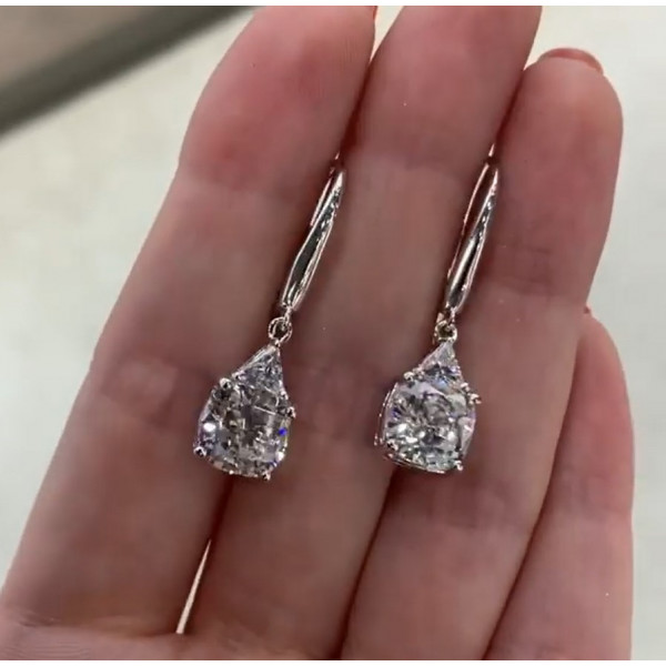 Handmade 2 Ct Per Each Cushion Cut Earrings in Silver