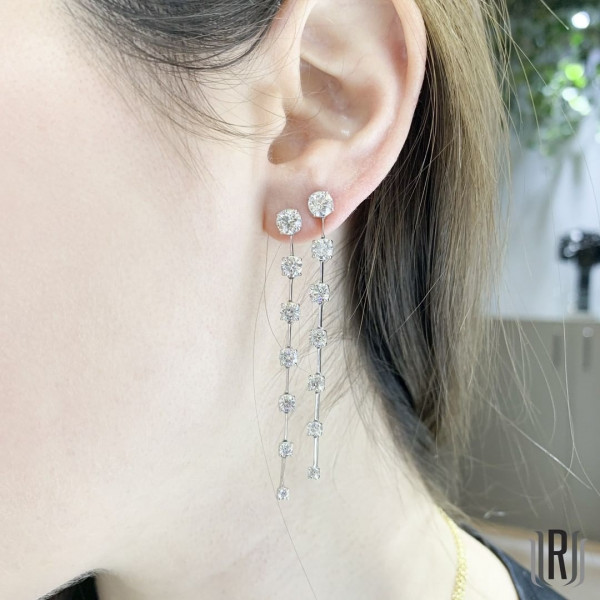 Handmade 7-Stone Round Cut Dancing Earrings
