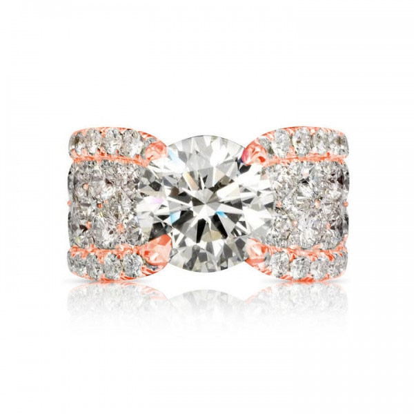 3.2ct Round Cut White Sapphire Engagement Ring in Rose Gold