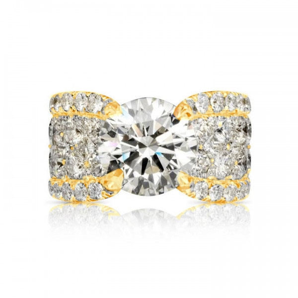 3.2ct Round Cut White Sapphire Engagement Ring in Gold