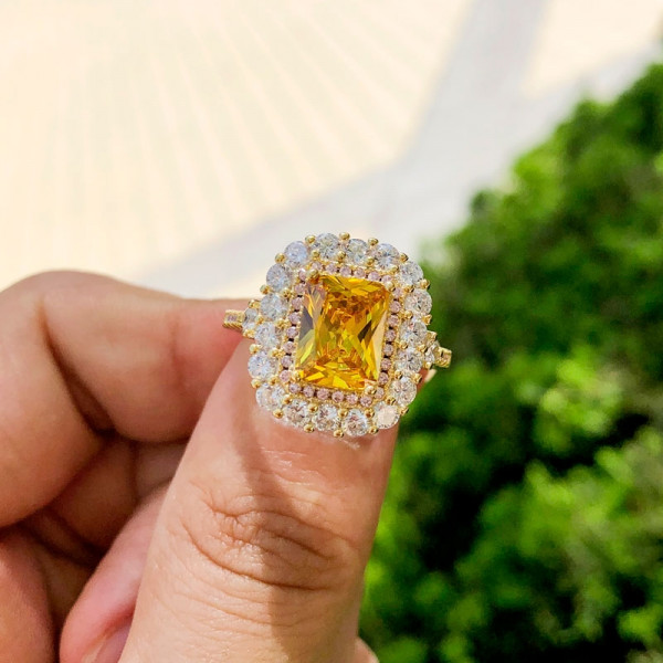 4ct Radiant Cut Yellow Sapphire Engagement Ring
