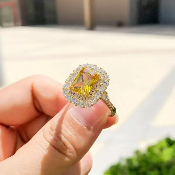 4ct Radiant Cut Yellow Sapphire Engagement Ring