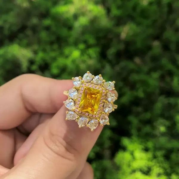 Handmade 4.5 CT Fancy Yellow Sterling Silver Ring