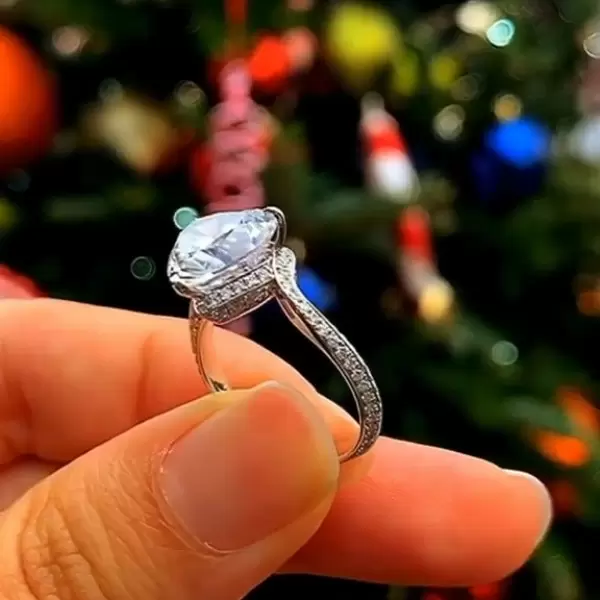 Handmade 3ct Under Halo Heart Shape Engagement Ring