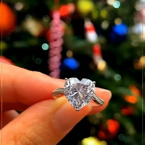 Handmade 3ct Under Halo Heart Shape Engagement Ring