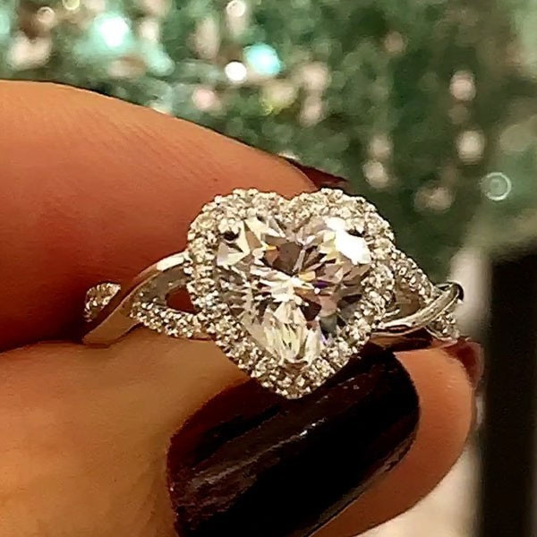 2 ct.tw Halo Love Heart Engagement Ring