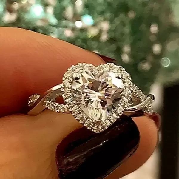 2 ct.tw Halo Love Heart Engagement Ring