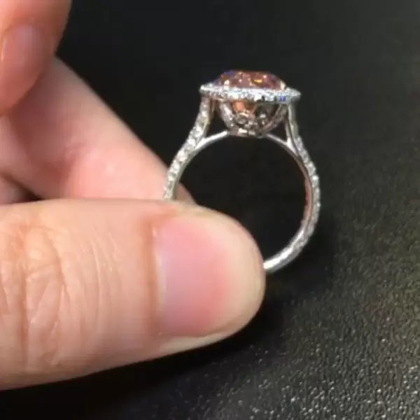 Oval Cut Fancy Pink Diamond Engagement Ring