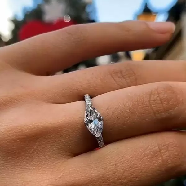 Fashion Marquise Lab-created Gemstone Engagement Ring