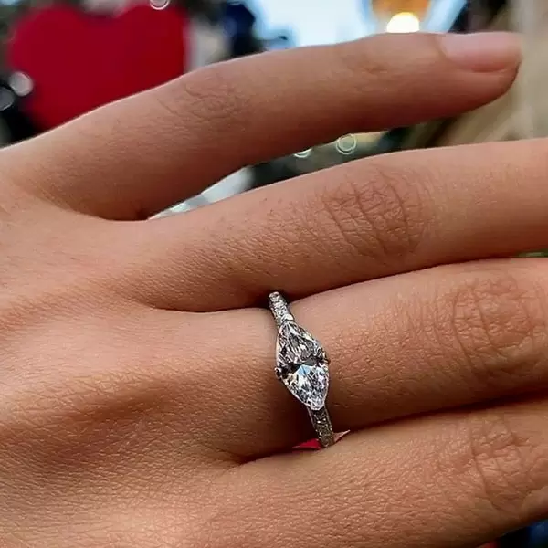 Fashion Marquise Lab-created Gemstone Engagement Ring