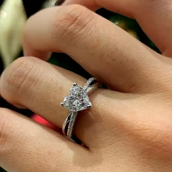1.5ct Heart Cut White Sapphire Engagement Ring