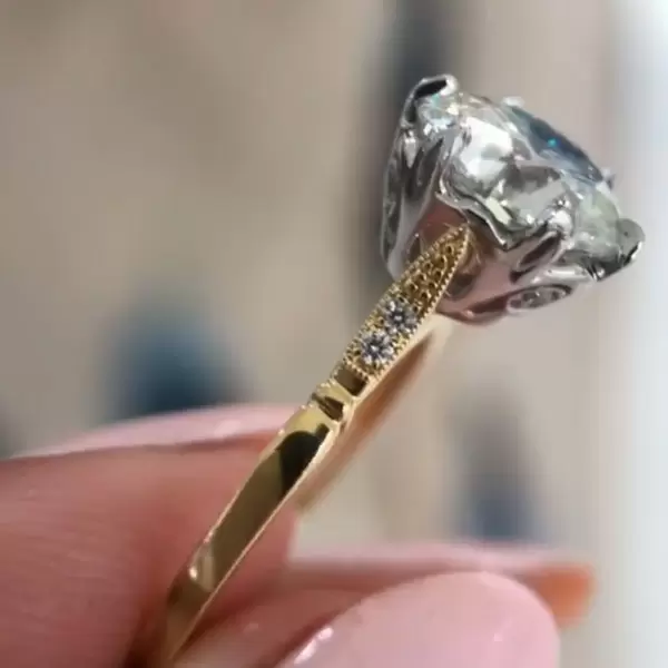 Round Brilliant  Lab-created Gemstone Engagement Ring