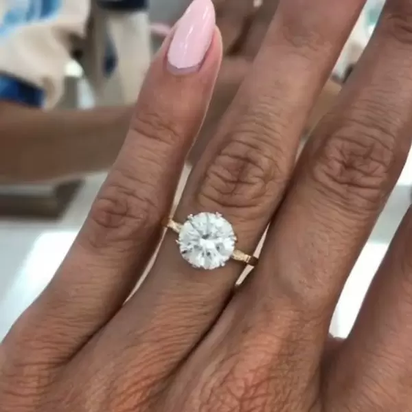 Round Brilliant  Lab-created Gemstone Engagement Ring