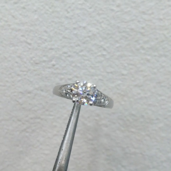 Handmade 4-Prong Round Cut Lab-created Gemstone Engagement Ring