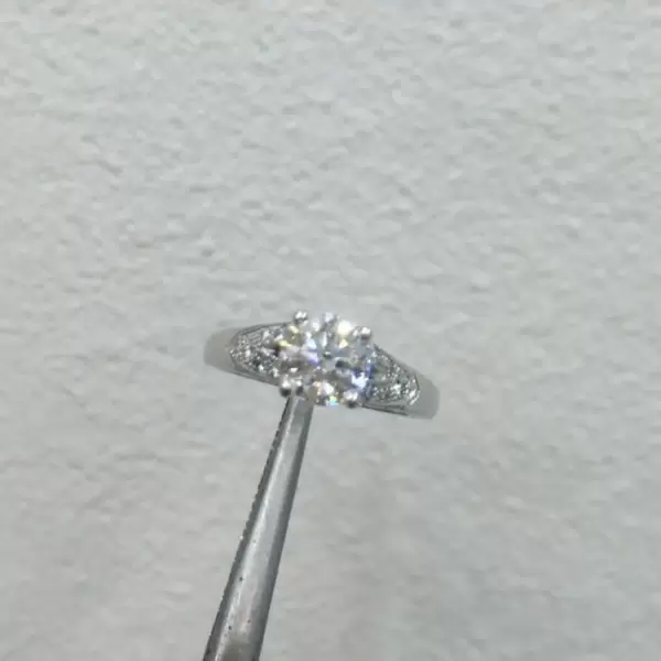 Handmade 4-Prong Round Cut Lab-created Gemstone Engagement Ring