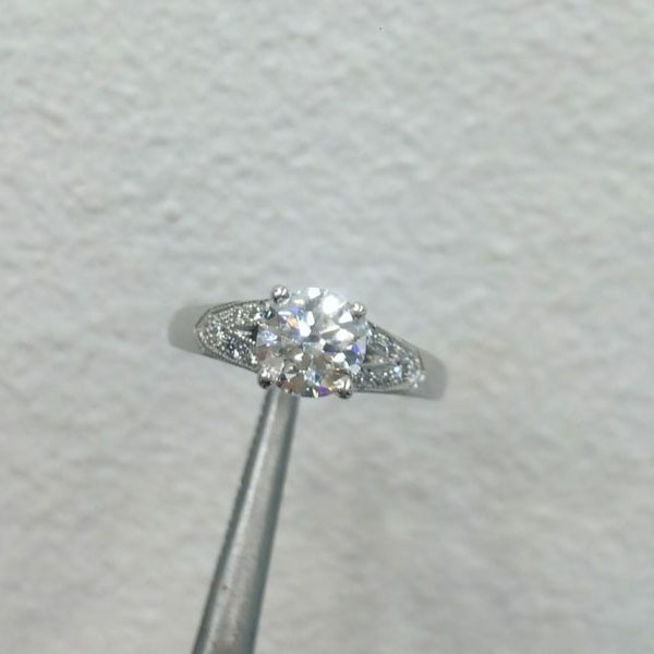 Handmade 4-Prong Round Cut Lab-created Gemstone Engagement Ring