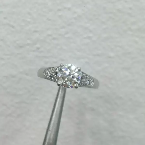Handmade 4-Prong Round Cut Lab-created Gemstone Engagement Ring