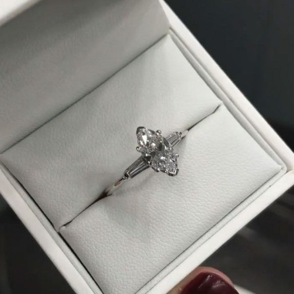 Marquise Cut Lab-created Gemstone Engagement Ring