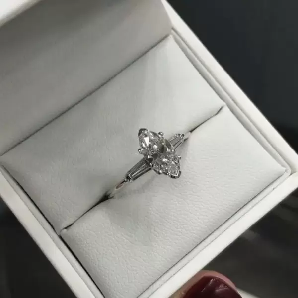 Marquise Cut Lab-created Gemstone Engagement Ring