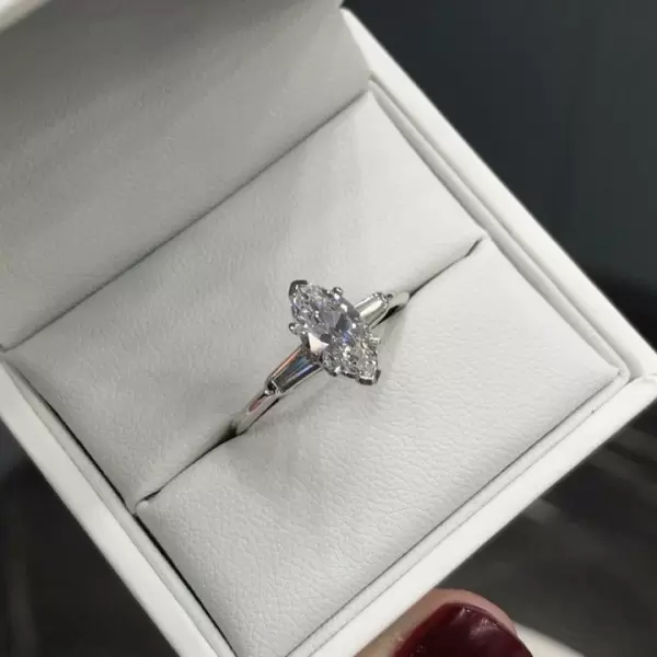 Marquise Cut Lab-created Gemstone Engagement Ring