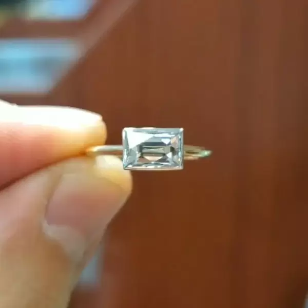 1.5 CT Baguette Cut Lab-created Gemstone Engagement Ring in Sterling Silver