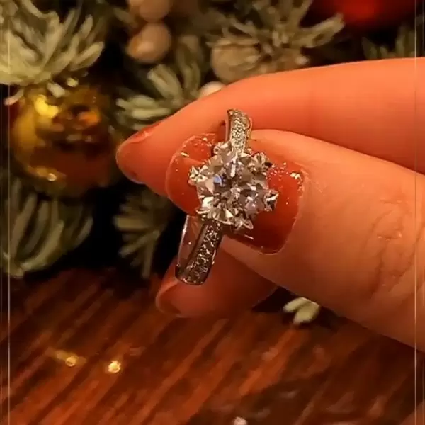 Handmade 1.5 CT 6-Prong Round Cut Under Halo Engagement Ring