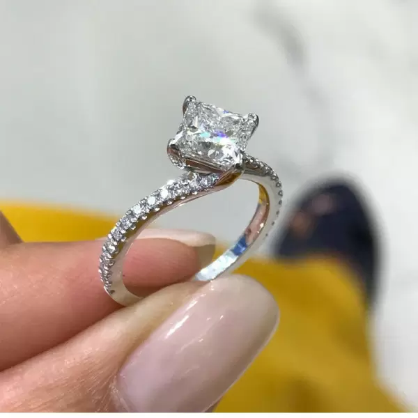 Handmade 2 CT Princess Cut Solitaire Engagement Ring in Sterling Silver