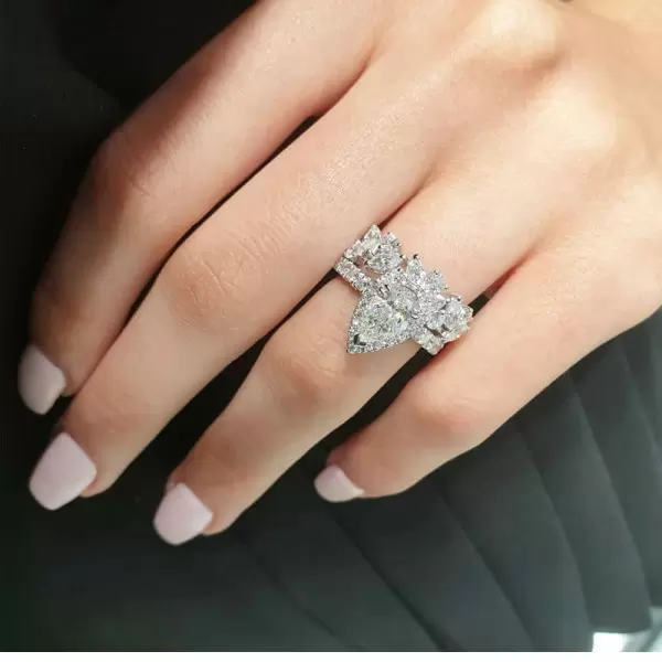 Handmade 1.5 CT Pear Cut Sterling Silver Ring Set