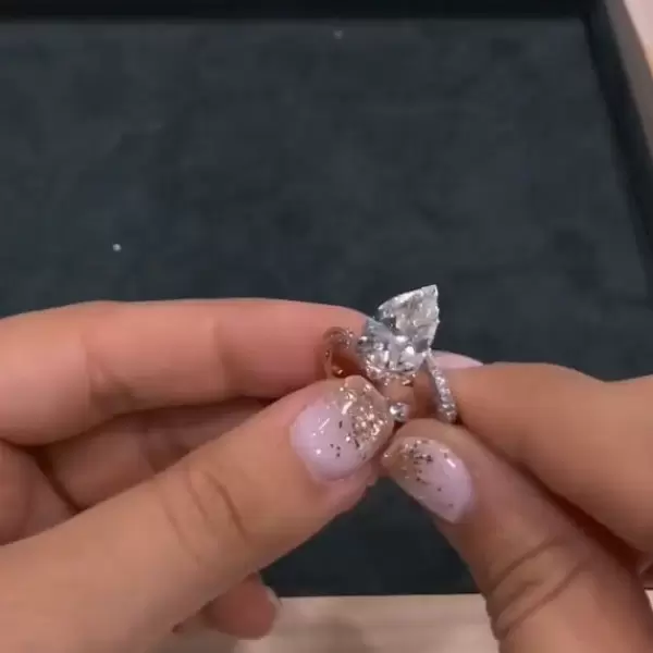 2CT Pear Cut Solitaire Engagement Ring in Double Tone