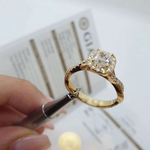 1.8 CT Handmade Halo Cushion Cut Sterling Silver Engagement Ring