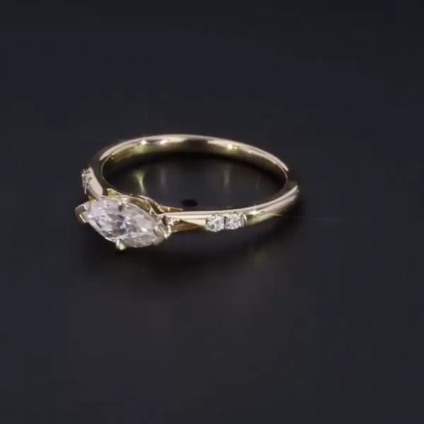 Handmade 1.5 CT Marquise Cut Ring in Yellow Gold Tone