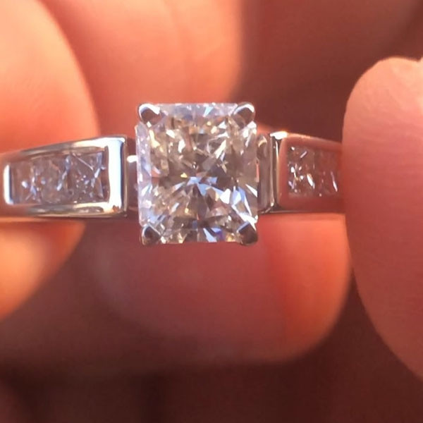 Handmade 1.21 Carat Radiant  Cut Ring in Sterling Silver