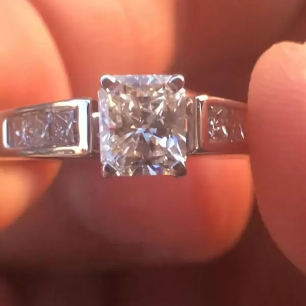 Handmade 1.21 Carat Radiant  Cut Ring in Sterling Silver