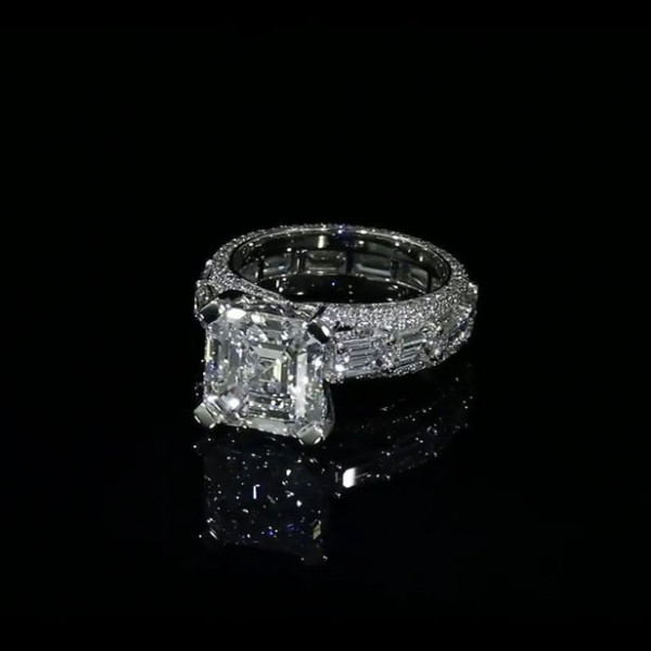 5.06ct Asscher Cut White Sapphire Engagement Ring