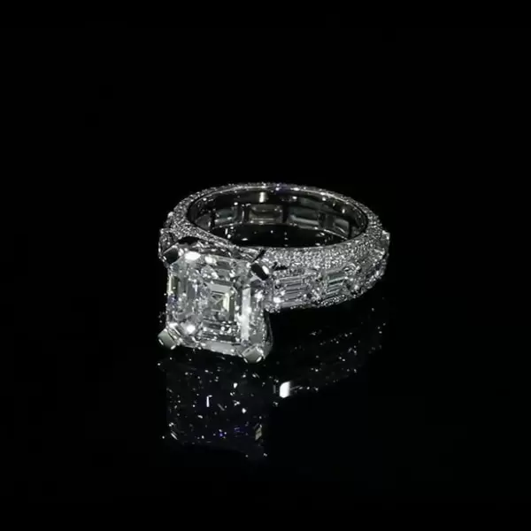 5.06ct Asscher Cut White Sapphire Engagement Ring