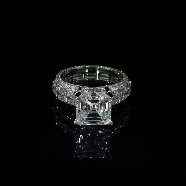 5.06ct Asscher Cut White Sapphire Engagement Ring