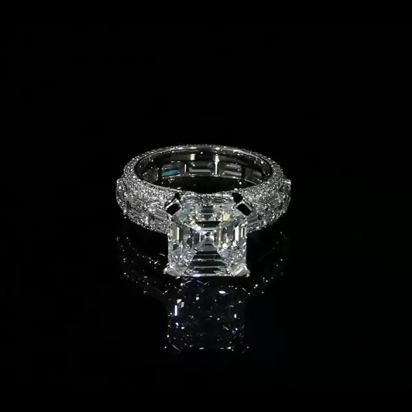 5.06ct Asscher Cut White Sapphire Engagement Ring