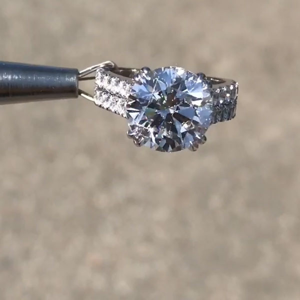 Handmade Stunning 5CT Round Brilliant Paved Set Dimaond Engagement Ring