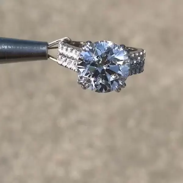 Handmade Stunning 5CT Round Brilliant Paved Set Dimaond Engagement Ring