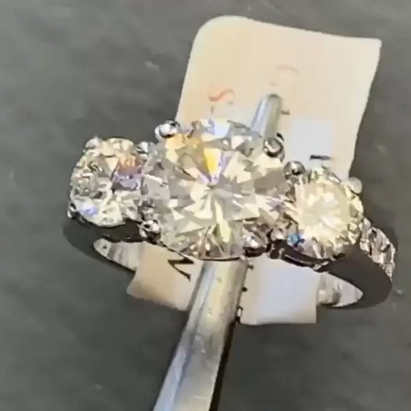Handmade 2CT Three-stone Engagement Ring
