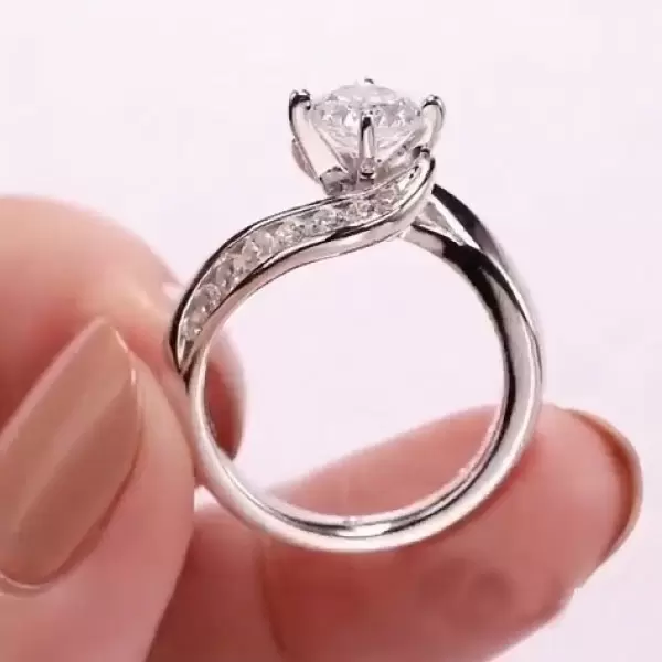 Handmade 1.5 CT Bypass Round Brilliant Cut Ring