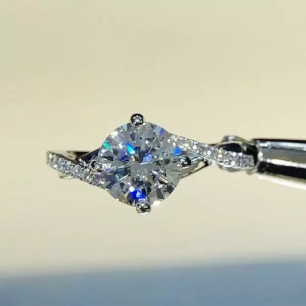 Handmade 1.5ct Bypass Round Brilliant Sterling Silver Engagement Ring