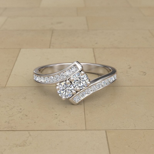 Round Cut White Sapphire Twisted Shank Engagement Ring