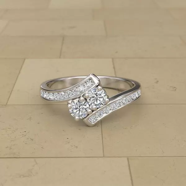 Round Cut White Sapphire Twisted Shank Engagement Ring