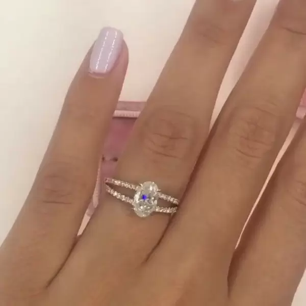 Handmade 1.91 CT Oval Diamond Engagement Ring with Wide Split Shank