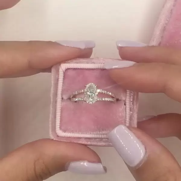 Handmade 1.91 CT Oval Diamond Engagement Ring with Wide Split Shank