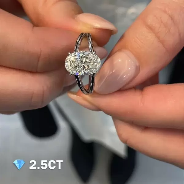 Handmade 2.5ct Split Shank Oval Cut Engagement Ring
