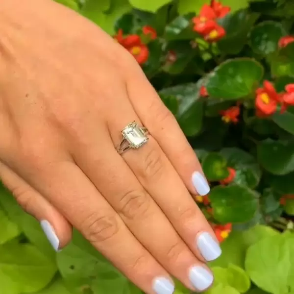 Handmade 3.21CT Split Shank Emerald Cut Engagement Ring